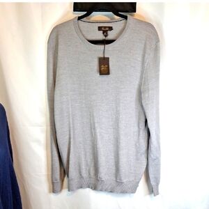 Tasso Elba Gray Crewneck Sweater Lightweight Knit Casual